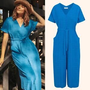 ODDBIRD Divane Jumpsuit Blue Oversized Lagenlook Dolman Boho Flowy Comfy Sz S